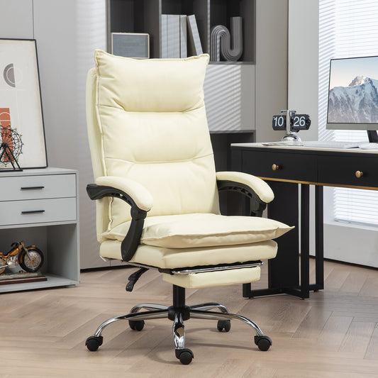 ,Scaun de Birou,Suport pentru Picioare,PU, Metal,66 x 72 x 122-130 cm,Bej