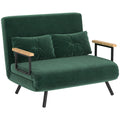 Canapea extensibilă 3 în 1 cu material cu efect de catifea, spătar reglabil și 2 perne, 102x73x81 cm, verde
