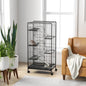 Cușcă pentru Animale Mici și Rozătoare cu Roți, 5 Rampe și 5 Platforme, 61.5x44x131 cm, Negru