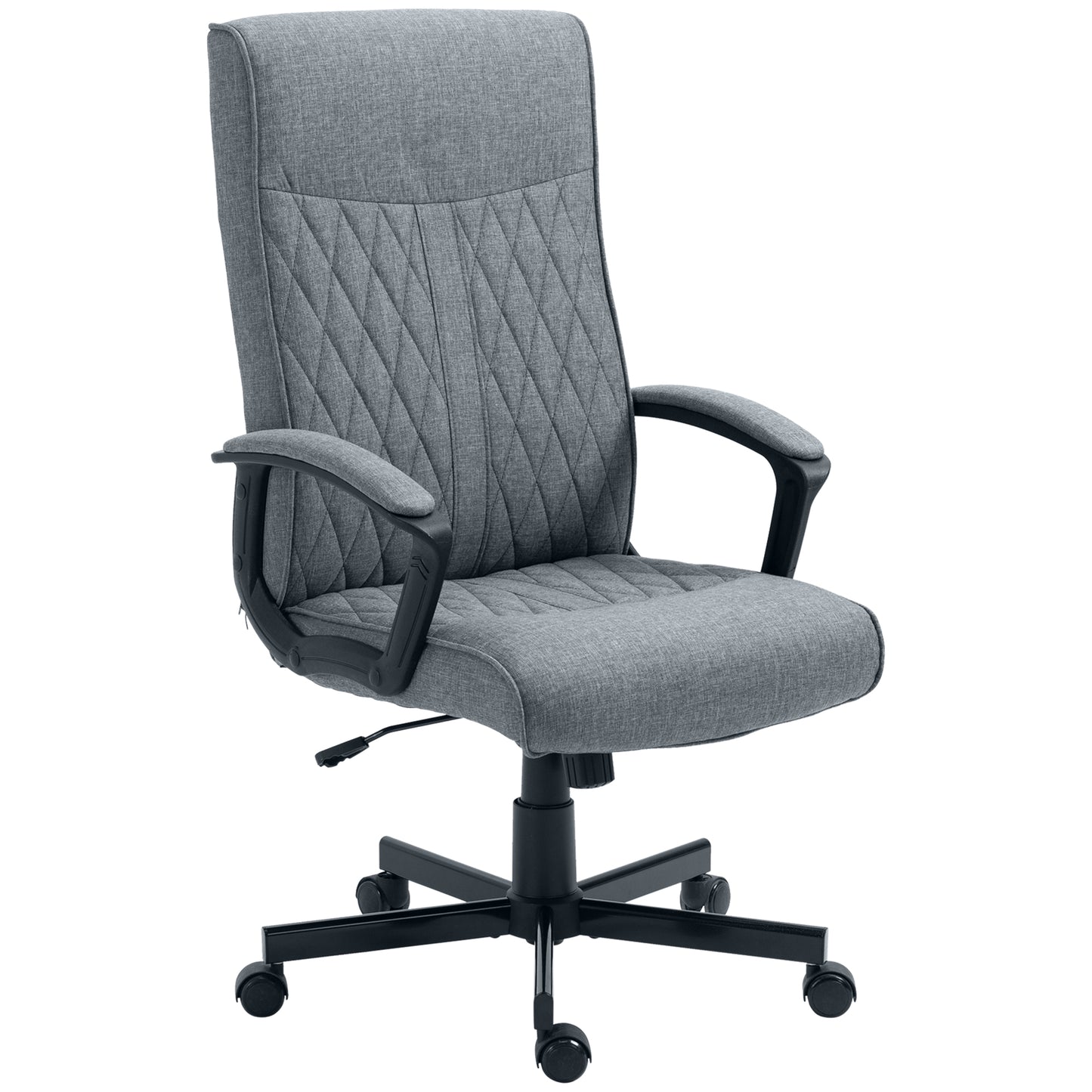 Scaun de birou pentru casa cu spatar inalt, pivotant la 360 de grade, inaltime si inclinare reglabila, gri inchis