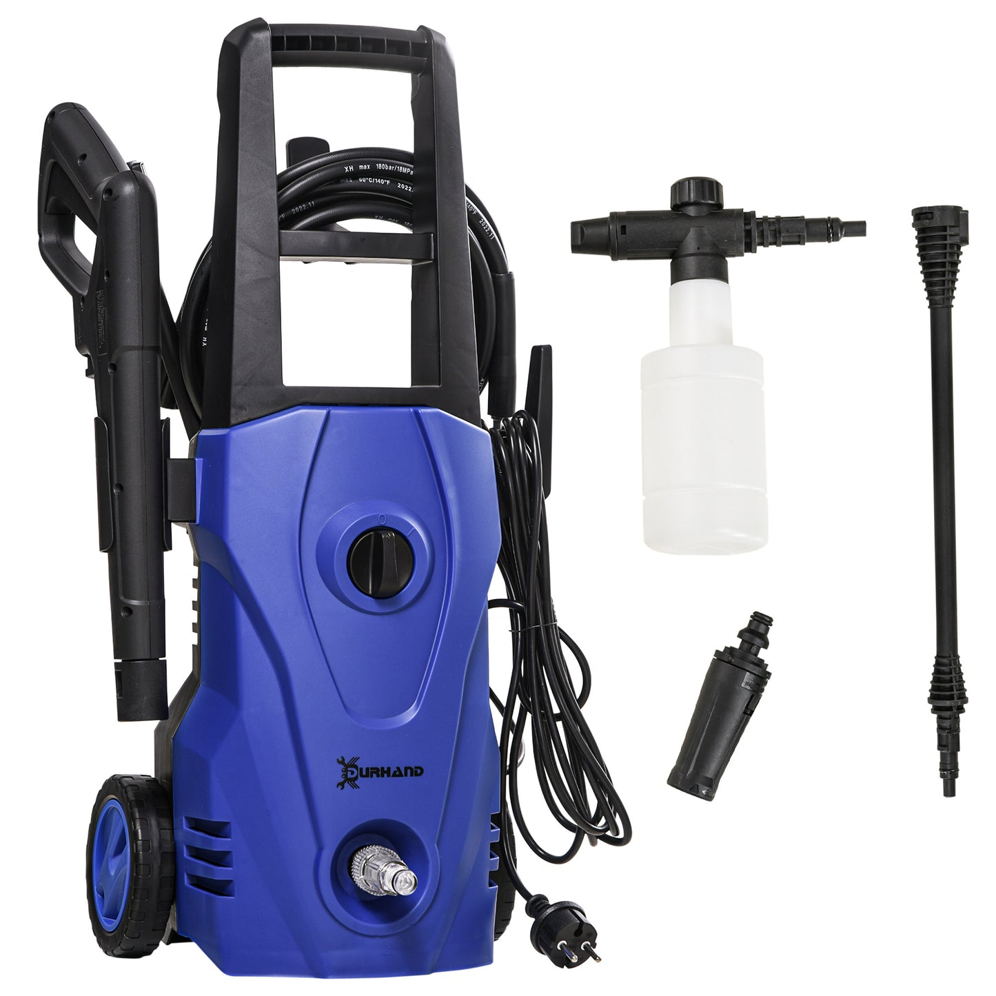Hidrocurățătoare de Înaltă Presiune 1600W cu Duză Reglabilă și Kit de Curățare, 35x28x65 cm, Albastru și Negru