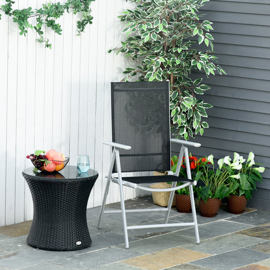 Scaun de Gradina Pliabil cu Spatar Reglabil din Aluminiu, Negru 65x55x107cm