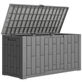 Ladă de Depozitare pentru Grădină 227L din Rășină Rezistentă la Apă și UV cu Închidere, 106,5x43x54,5 cm, Gri