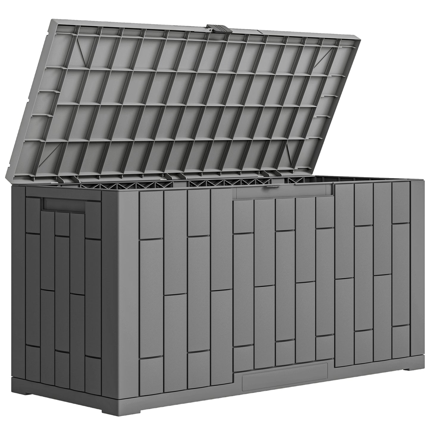 Ladă de Depozitare pentru Grădină 227L din Rășină Rezistentă la Apă și UV cu Închidere, 106,5x43x54,5 cm, Gri