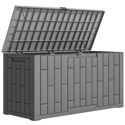 Ladă de Depozitare pentru Grădină 227L din Rășină Rezistentă la Apă și UV cu Închidere, 106,5x43x54,5 cm, Gri