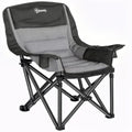 Scaun de Camping Pliabil cu 2 Suporturi pentru Pahare și Buzunare Laterale, 99x71x103 cm, Gri