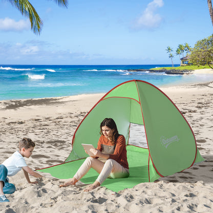 Cort de Plajă  Pop Up cu Protecție UV 30+ și Geantă de Transport, 200x150x119 cm, Verde