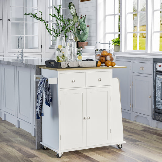 Carucior de bucatarie suport condimente cu 3 niveluri si 4 roti din MDF si PAL, 89x45x89.5cm, alb