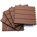 Pardoseala Modulara de Exterior, Set 11 Placi Interblocabile tip Deck, Dale Pavaj pentru Gradina, Balcon sau Terasa, 30x30 cm, Maro