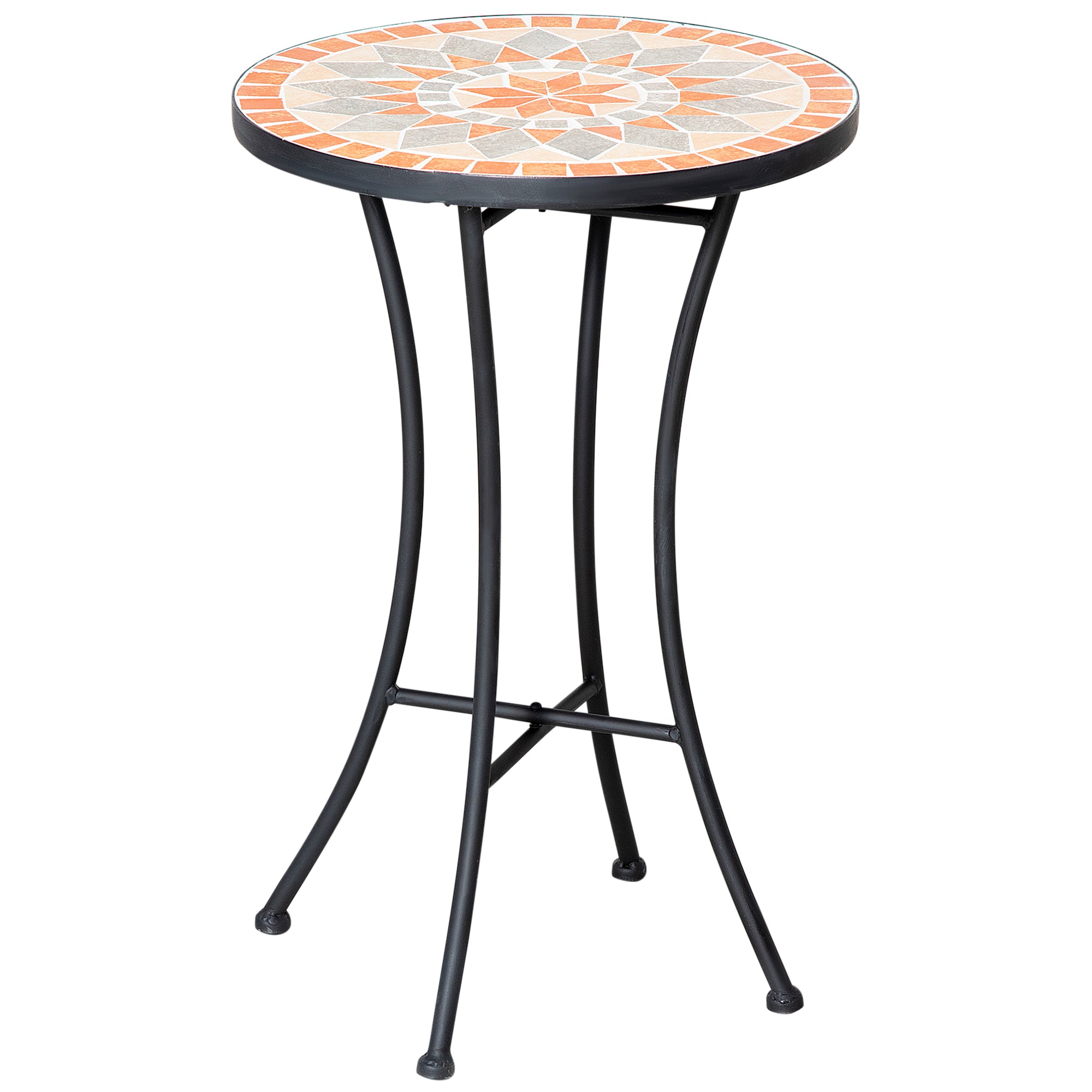 , Masă de patio de capăt, Cu Blat, Ceramică, Metal, 35.5 x 35.5 x 53.5 cm, Multicolor