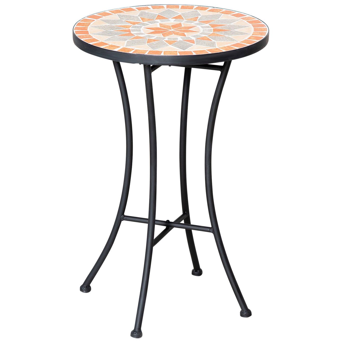 , Masă de patio de capăt, Cu Blat, Ceramică, Metal, 35.5 x 35.5 x 53.5 cm, Multicolor