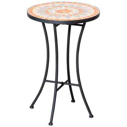 , Masă de patio de capăt, Cu Blat, Ceramică, Metal, 35.5 x 35.5 x 53.5 cm, Multicolor