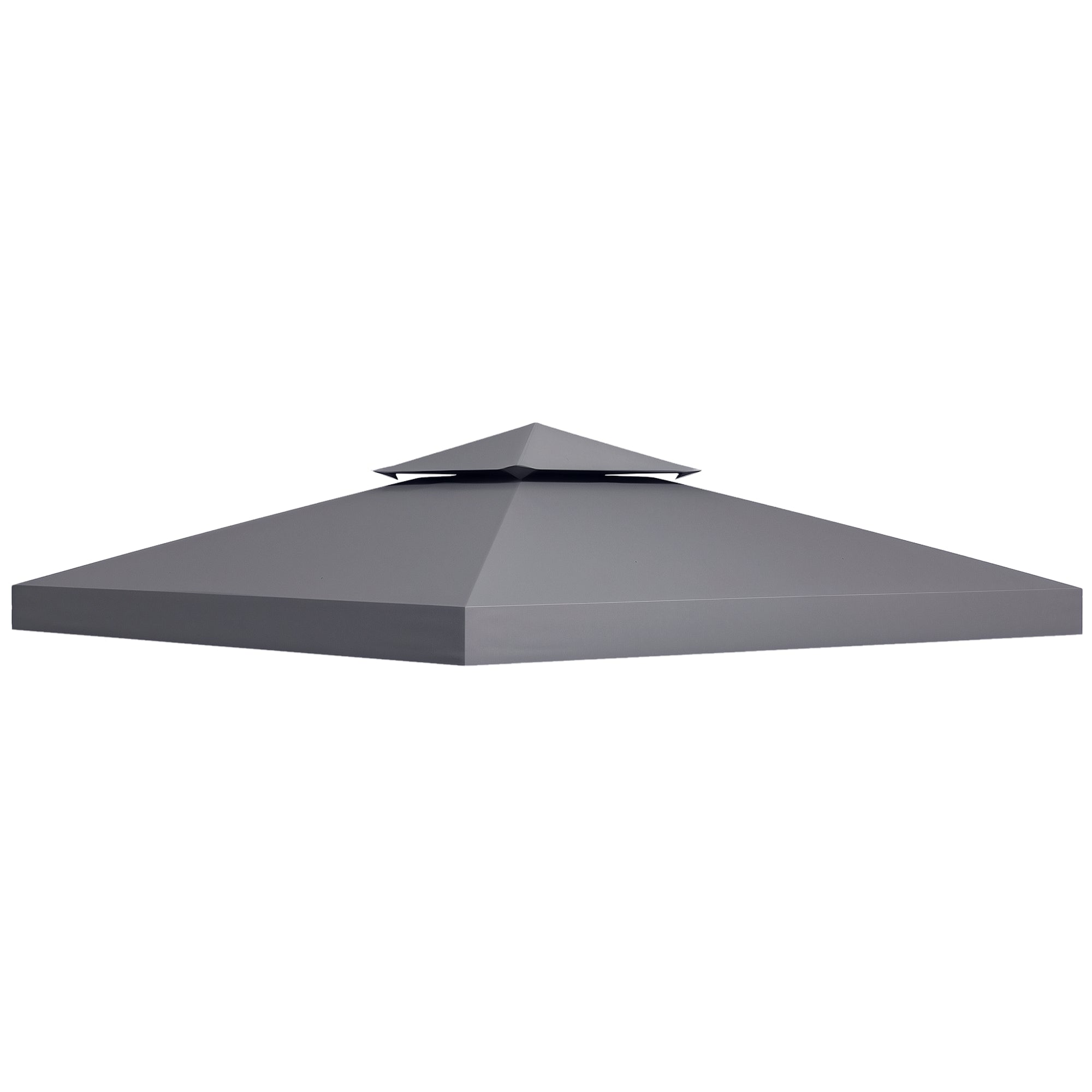 Acoperiș de Rezervă pentru Foișor 3x3m cu Design pe Două Niveluri, Rezistent la Razele UV, Gri Închis