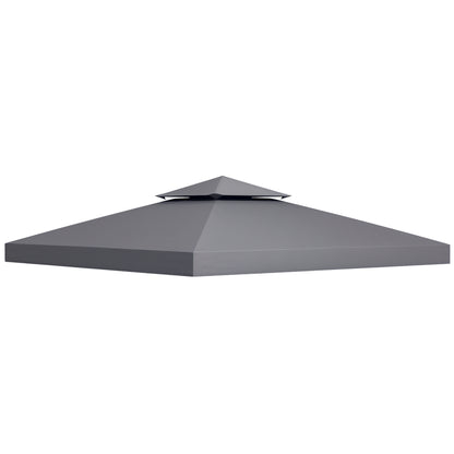 Acoperiș de Rezervă pentru Foișor 3x3m cu Design pe Două Niveluri, Rezistent la Razele UV, Gri Închis