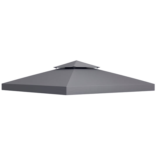 Acoperiș de Rezervă pentru Foișor 3x3m cu Design pe Două Niveluri, Rezistent la Razele UV, Gri Închis