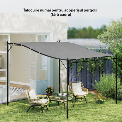 Copertină de Rezervă pentru Pergolă cu 16 Orificii de Scurgere, Cârlige şi Inele, 297x 297 cm, Gri Închis