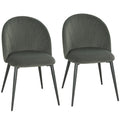 Set 2 Scaune de Sufragerie Tapițate cu Spătar Tip Scoică din Catifea, 52x55x79 cm, Gri