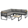 Set Mobilier de Grădină cu Canapea și Măsuță din Aluminiu, cu Perne Căptușite, Gri