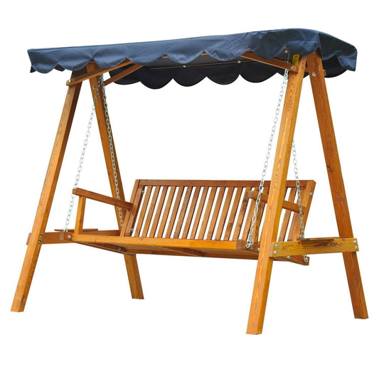 leagan de gradina cu 3 locuri, lemn, 200x130x185 cm