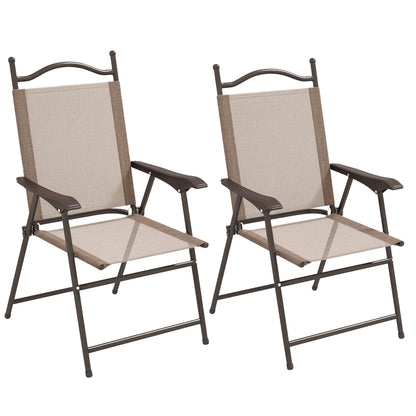 Set de 2 scaune pliabile, pentru gradina cu cotiera, Maro