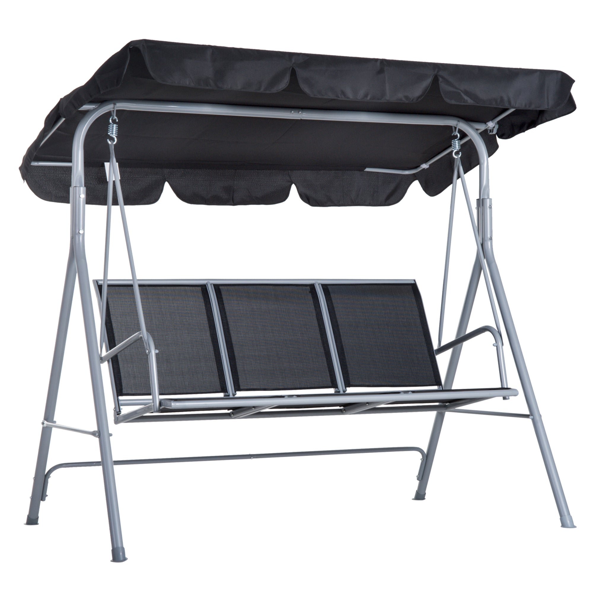 Balansoar de Gradina cu 3 Locuri din Metal Acoperis Copertina Detasabil