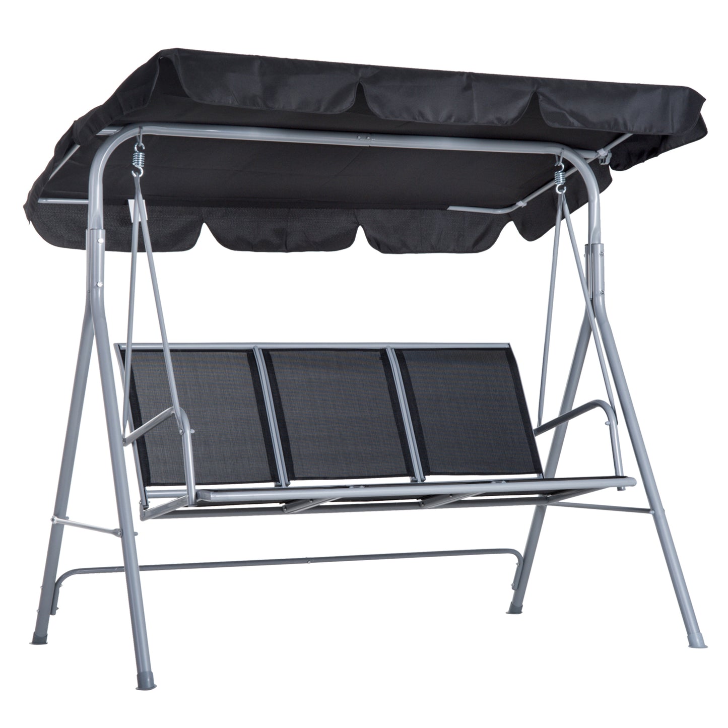 Balansoar de Gradina cu 3 Locuri din Metal Acoperis Copertina Detasabil