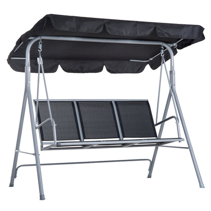 Balansoar de Gradina cu 3 Locuri din Metal Acoperis Copertina Detasabil