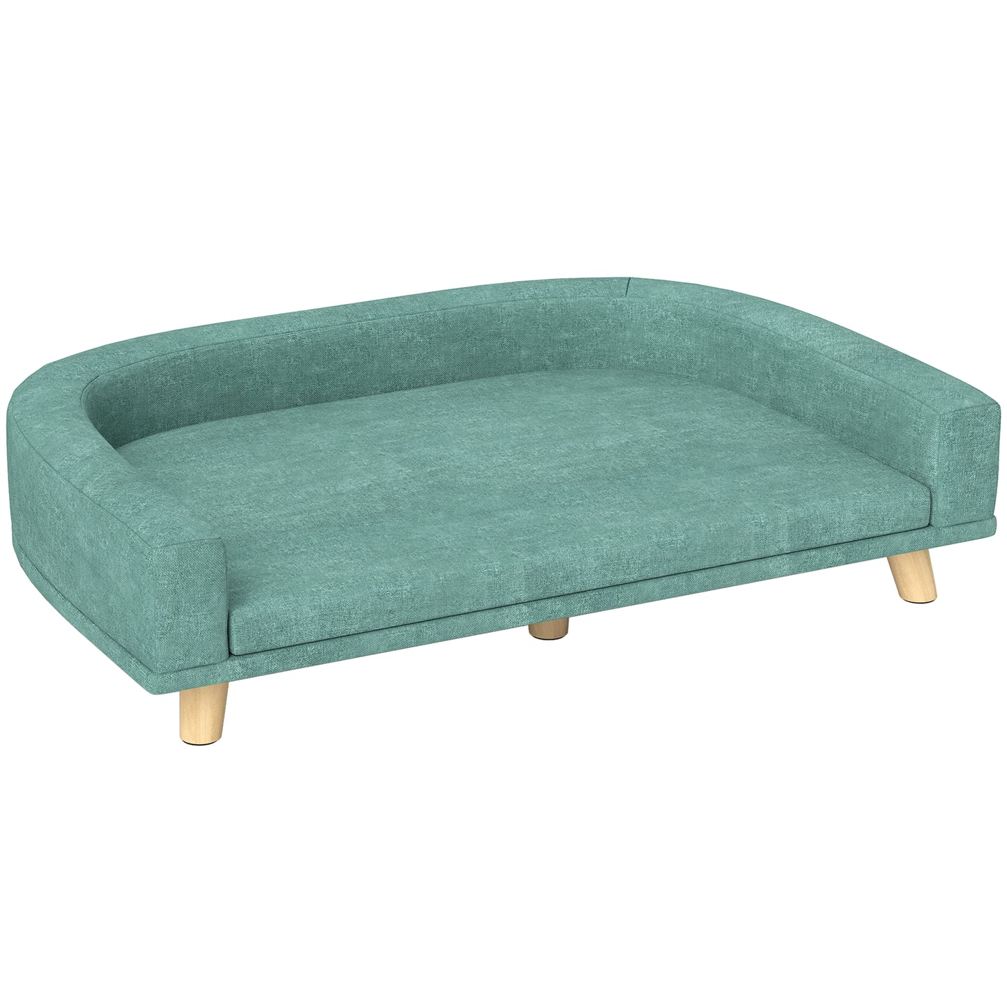 Canapea pentru câini de talie mare cu picioare ridicate și pernă detașabilă, 98x67x25 cm, verde deschis