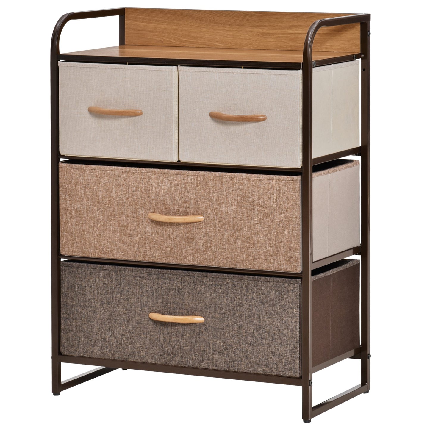 Comodă cu 4 Sertare Pliabile și Raft, Mobilier pentru Camera de Zi și Dormitor, 58x29x78.5 cm, Multicolor
