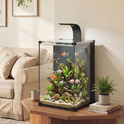 Acvariu 36L cu Filtru Integrat, 30 x 30 x 45,5 cm, Negru