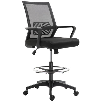 Scaun de Birou Reglabil pe Înălțime cu Suport pentru Picioare, Negru