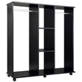 Dulap Mobil cu Roti, 5 Rafturi & Barna Umeras 120x40x128 cm – Negru