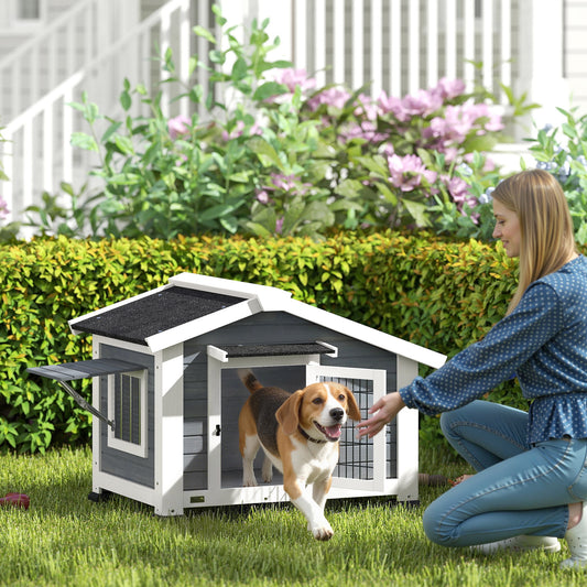 Cușcă pentru Câini Căsuță pentru Câini de Exterior din Lemn, 98x76x69.5cm