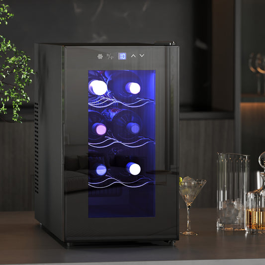 Cantineta Frigorifică pentru 8 Sticle de Vin, Capacitate 21L, Display Touch și Rafturi Reglabile, Negru