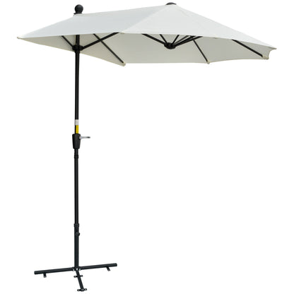 Umbrelă Semicirculară cu Manivelă și Material Anti-UV, 200x190x240 cm, Crem