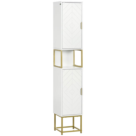 Dulap Baie Compact – MDF & Otel cu Rafturi Deschise si Usi