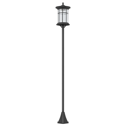 Stâlp Solar de Grădină, Înalt de 184cm, cu Lumină LED Alb Rece și IP44, Negru