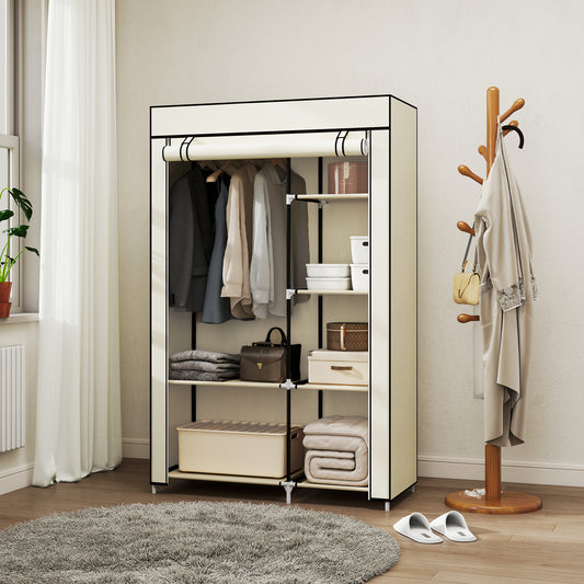 Garderobă Portabilă Dulap Garderobă Compactă, 103x43x162.5cm, Crem