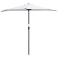 Umbrelă de Terasă în Formă de Semilună cu Deschidere cu Manivelă și Stâlp în 2 Secțiuni, 2,6x1,35 m, Albă
