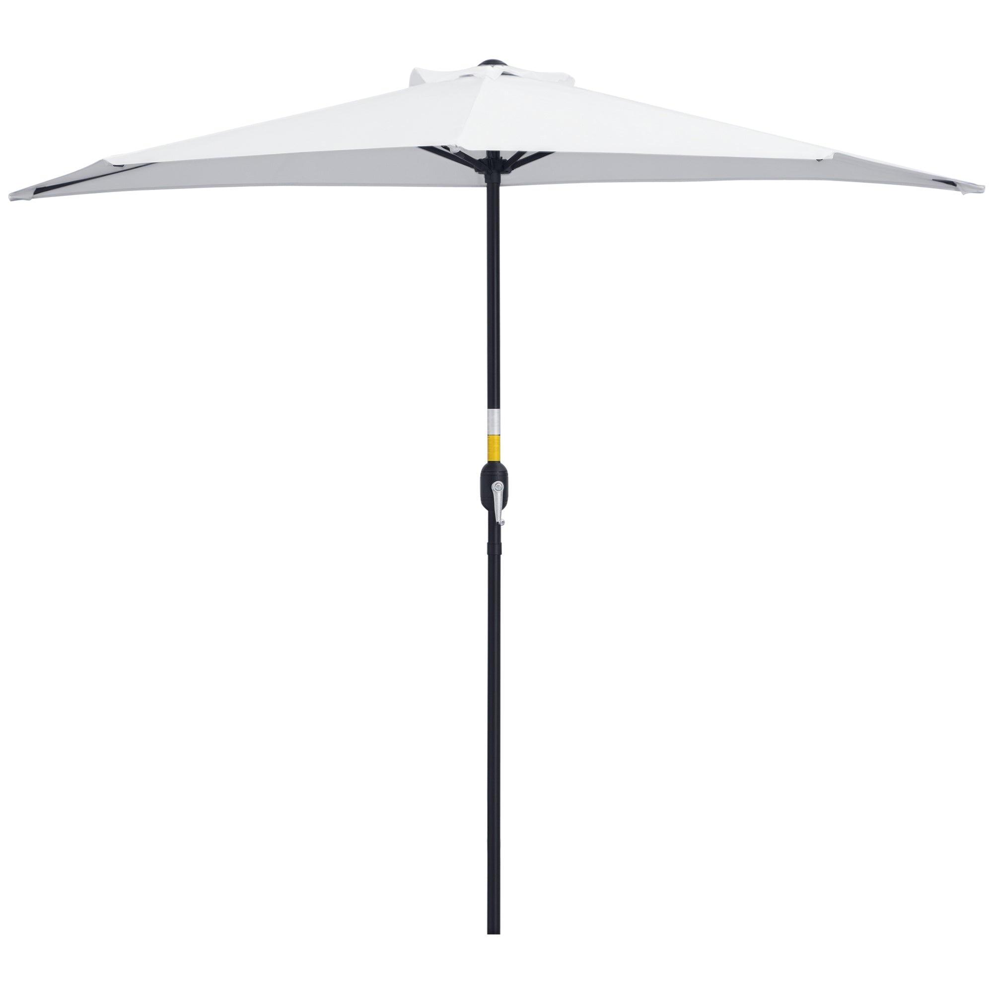 Umbrelă de Terasă în Formă de Semilună cu Deschidere cu Manivelă și Stâlp în 2 Secțiuni, 2,6x1,35 m, Albă