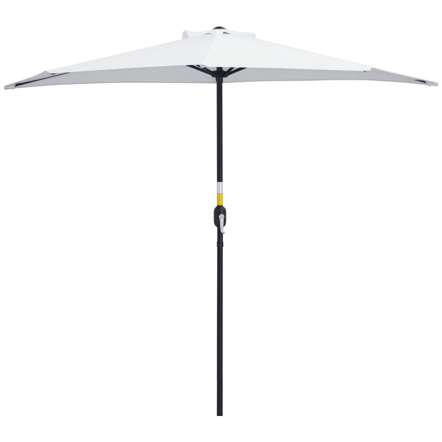 Umbrelă de Terasă în Formă de Semilună cu Deschidere cu Manivelă și Stâlp în 2 Secțiuni, 2,6x1,35 m, Albă
