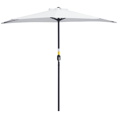 Umbrelă de Terasă în Formă de Semilună cu Deschidere cu Manivelă și Stâlp în 2 Secțiuni, 2,6x1,35 m, Albă