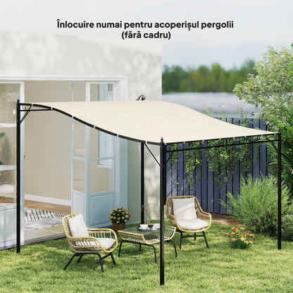 Prelată de Rezervă pentru Pergolă cu 16 Orificii de Drenaj, Carlige și Inele, 297x297 cm, Bej