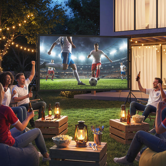 Ecran pentru Proiector 120" 16:9 HD 4K/8K, Unghi de Vizualizare 160°, Dublă Față și Trepied Pliabil, Alb