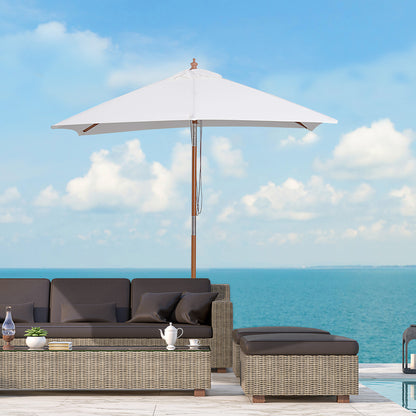 Umbrela de Gradina care se Inclina 2x1.5m, 6 Lamele si Catarg din Lemn