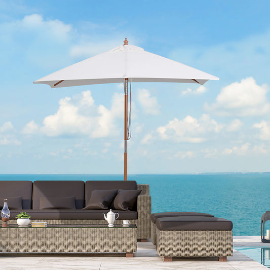 Umbrela de Gradina care se Inclina 2x1.5m, 6 Lamele si Catarg din Lemn