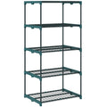 Suport pentru Plante Vertical cu 5 Nivele din Oțel și Plastic, Suport Ghivece Interior și Exterior Grădină Balcon, 67x49x138 cm, Verde Închis