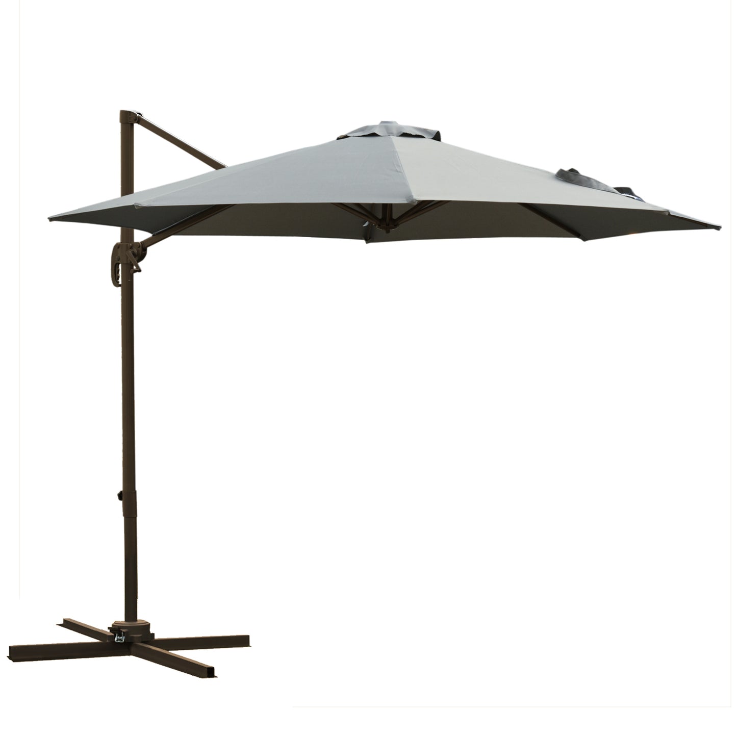 Umbrel de Gradină cu Manivelă cu Înclinare Reglabilă, Umbrelă cu Braț și Stinghii, Ø2.95x2.5 m, Gri