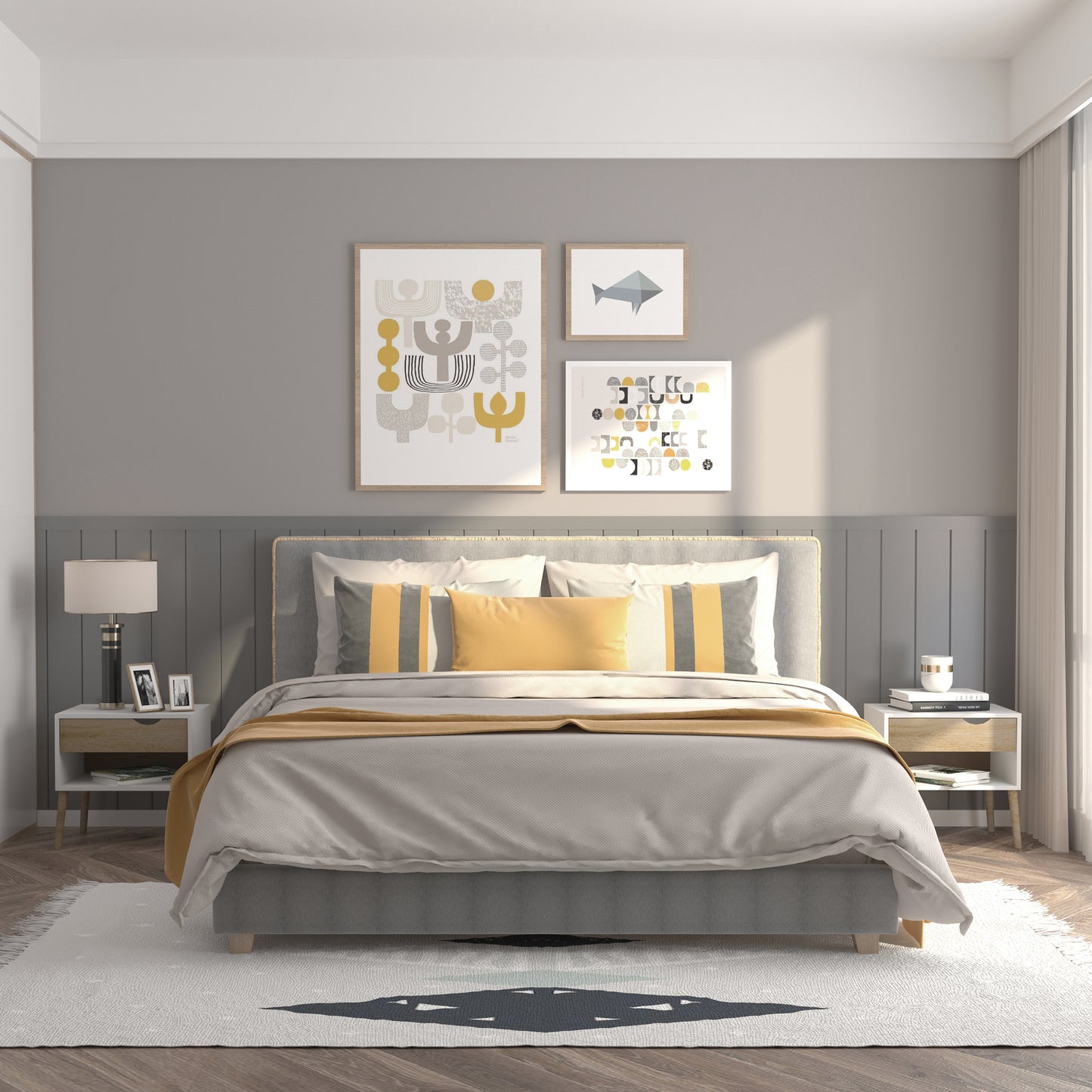Noptiere Moderne cu Sertar și Raft, Design Modern și Funcțional, Ideal pentru Cameră de Dormit, Albastru