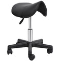 Scaun Rotativ cu Roți, Scaun pentru Coafor și Estetician cu Înălțime Ajustabilă, Tapițat cu Piele Ecologică, 35x38x43-55 cm, Negru
